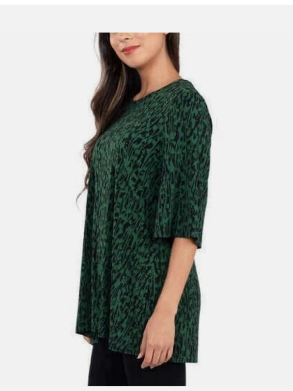 Leota Ladies' Tunic Quarter Sleeve Shirt Top, VINES GREEN, L